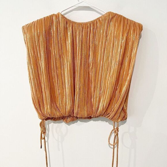 NEW Sabina Musayev North Top in Peach Shimmer Metallic Free People size small - Picture 6 of 12